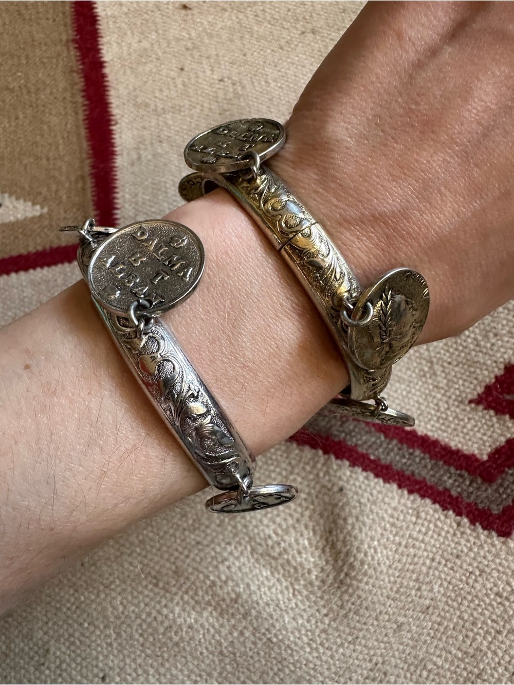 Vintage Whiting And Davis Cha Cha Coin Set Of 2 Bracelets